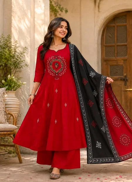 Ff Dhabu Cotton Printed With Work Kurti With Bottom Dupatta